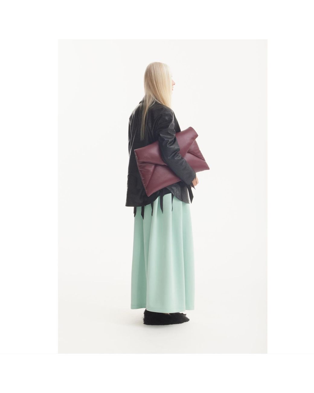 Julia Allert Green Casual Chic Front Slit Suede Skirt
