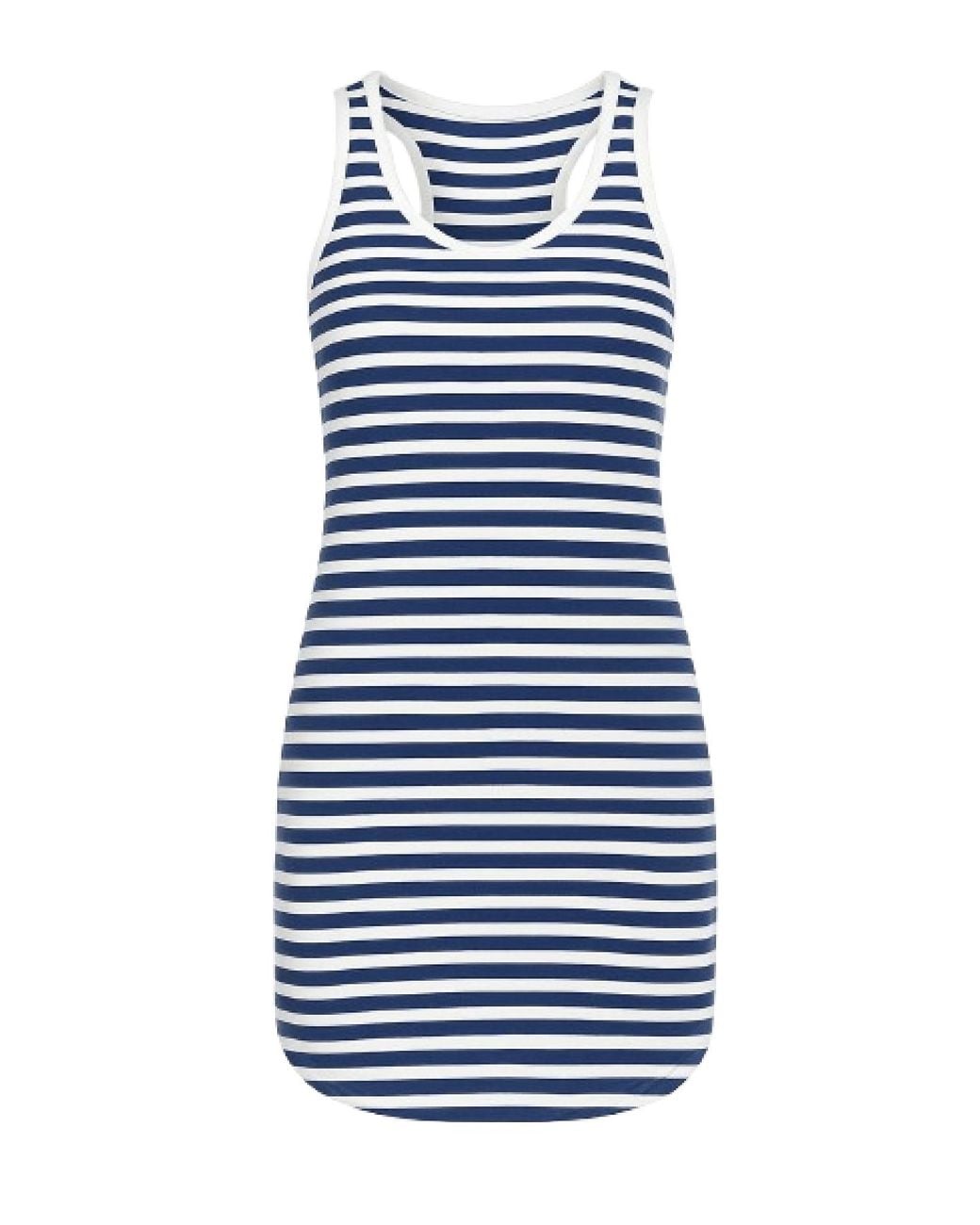 Conquista Blue Racer Back Striped Dress