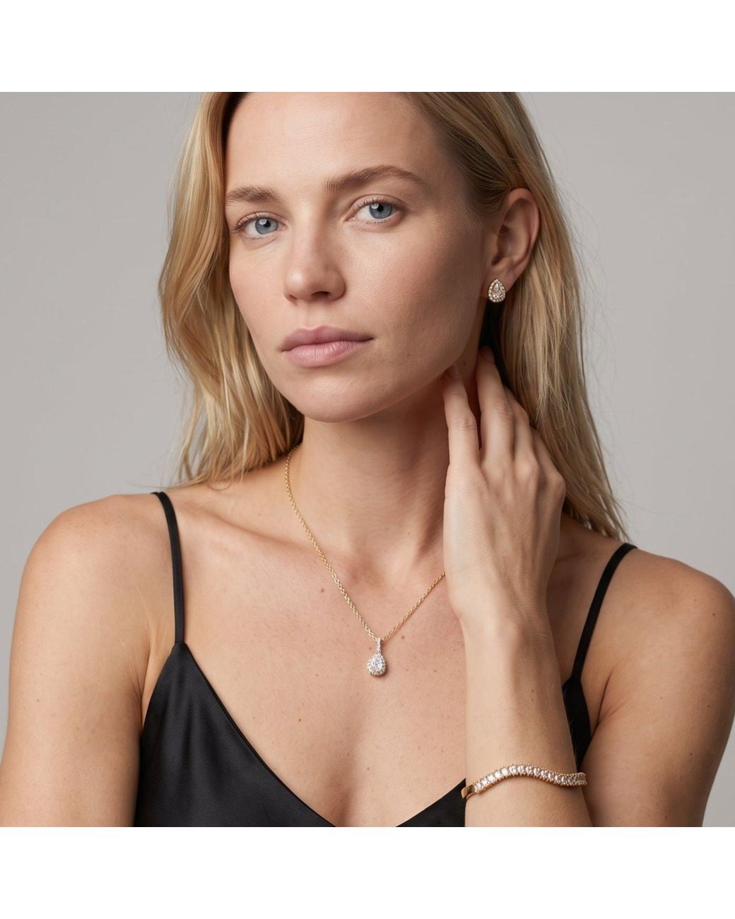 Uchi and Soto Metallic Kin Teardrop Stone Earrings & Necklace Set