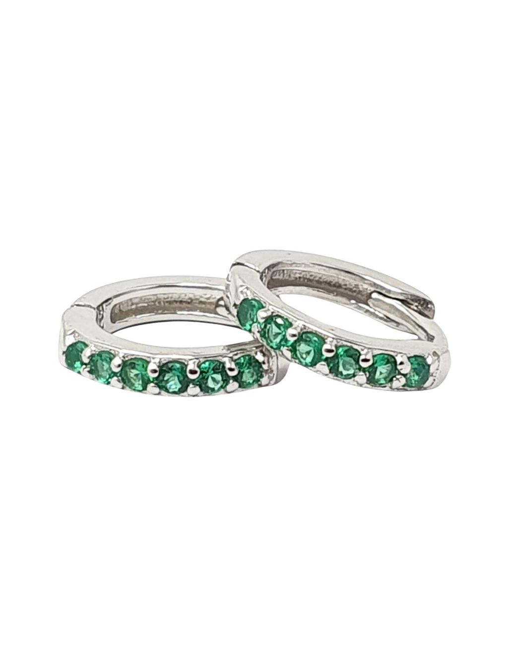 Sophelia Green Emerald May Birthstone Small Huggie Hoops