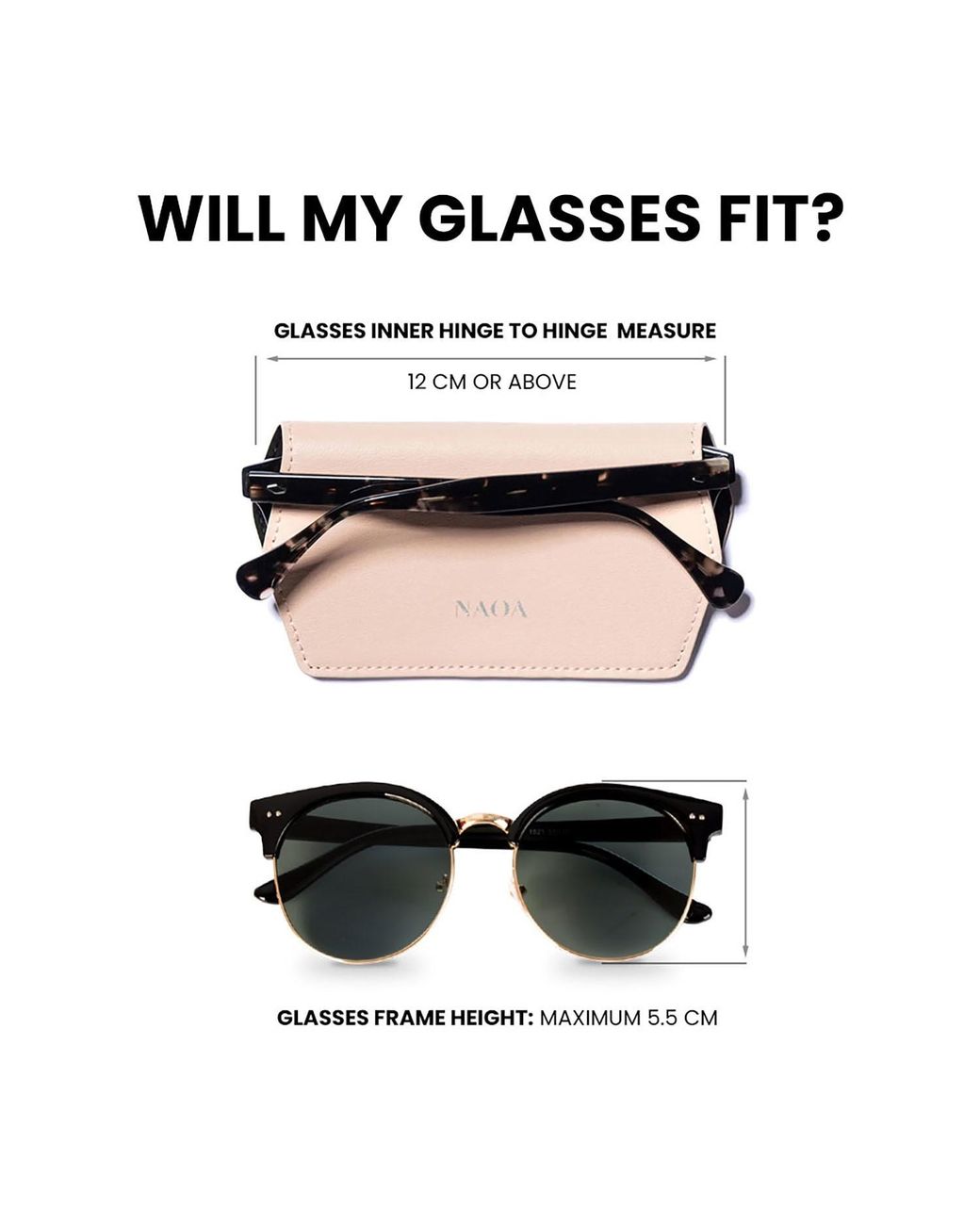 Naoa Black Slim Glasses Case Nude
