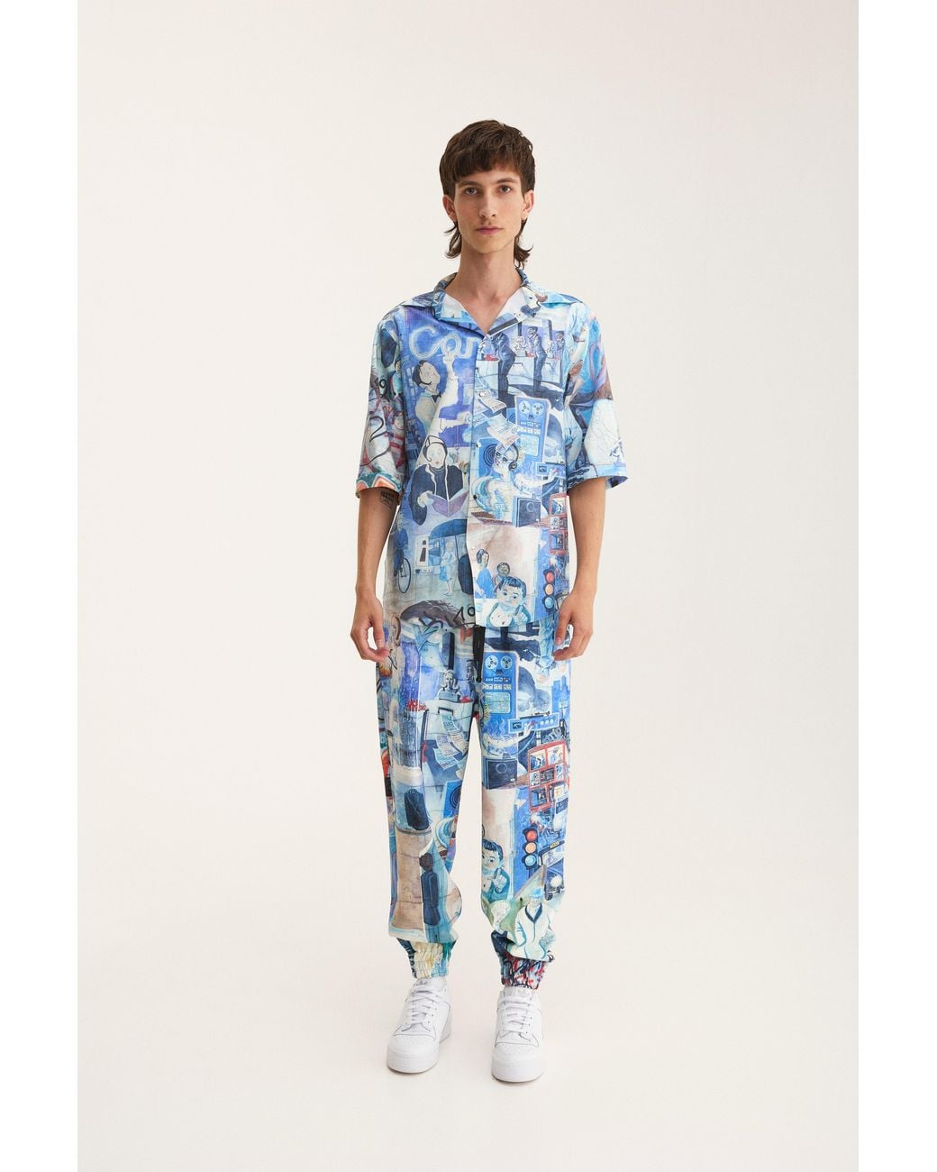 mysimplicated Blue Short Sleeve Shirt And Trousers Set