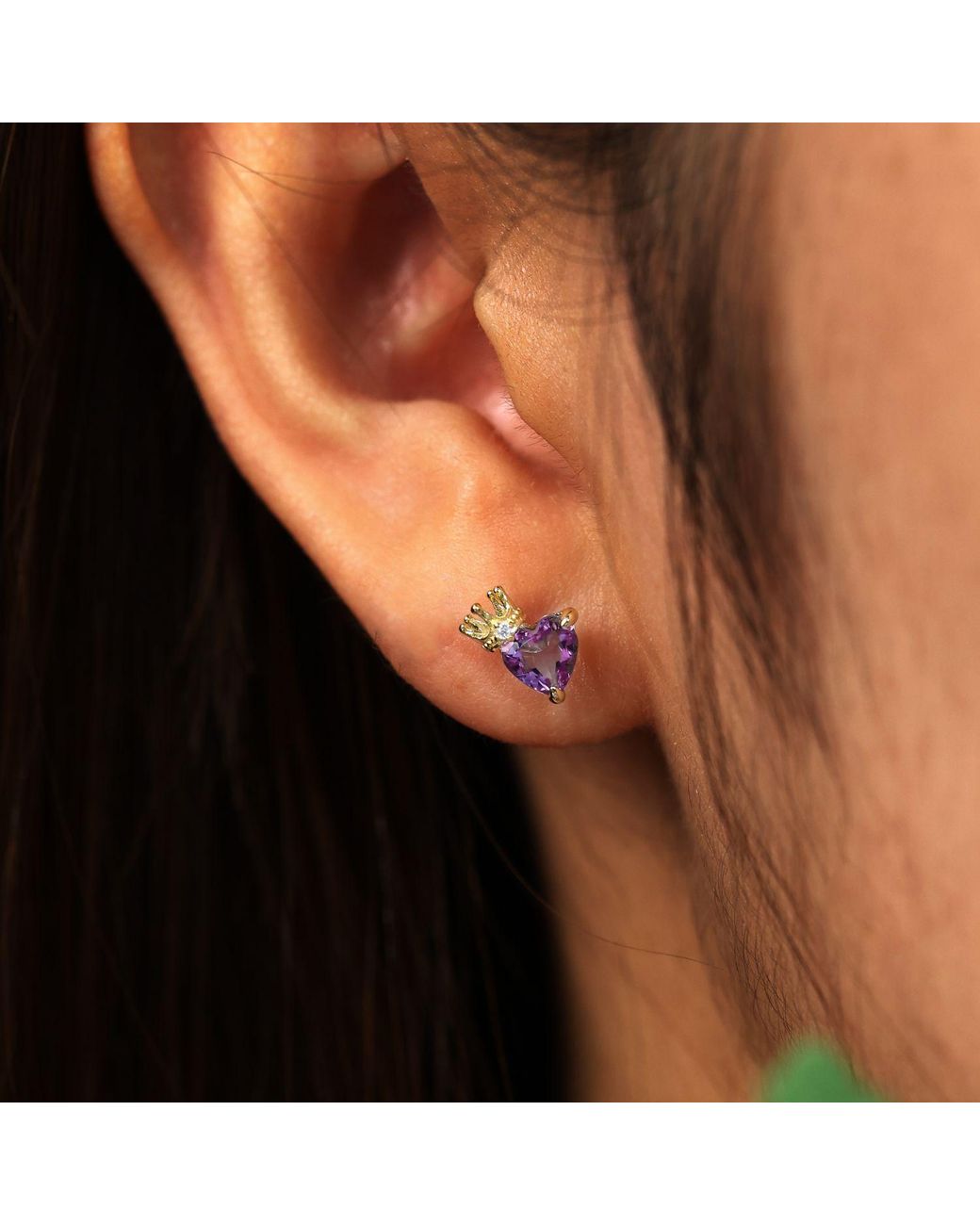 Azura Jewelry New York Metallic Heart Of The Realm Amethyst Earrings Vermeil