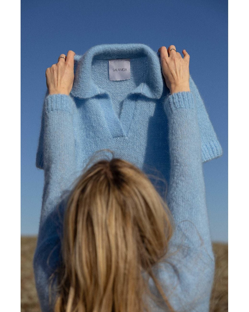 SALANIDA Blue Melody Mohair Polo Top Sky