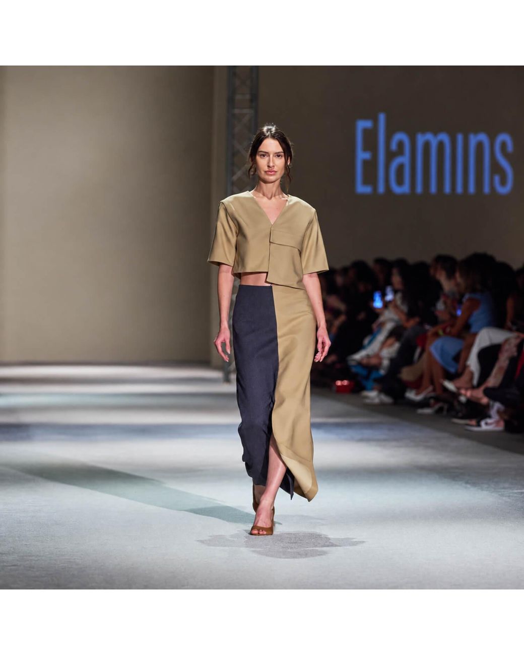 Elamins Multicolor Vertical Two Tone Maxi Skirt