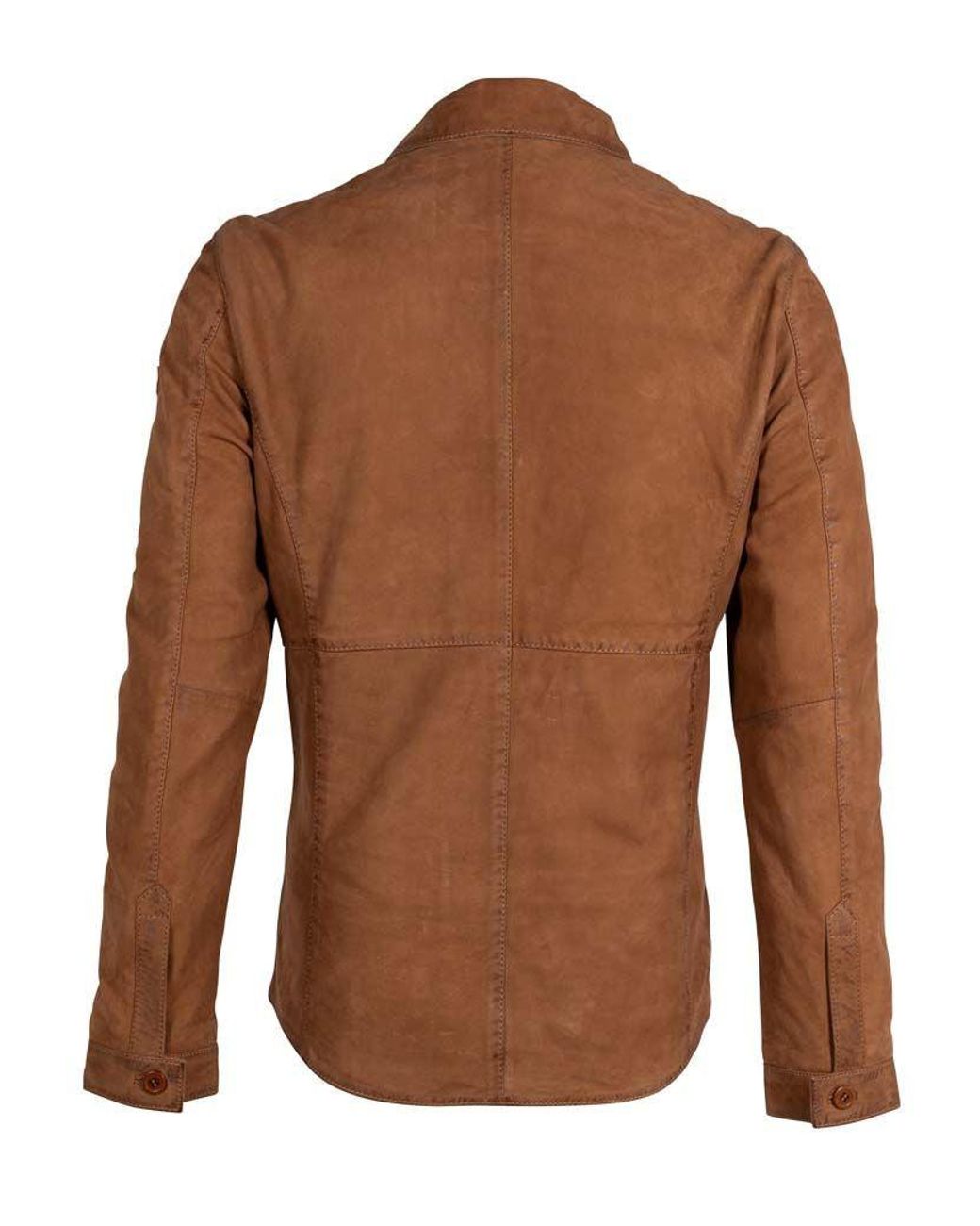 Mauritius Brown Nubuck Leather Button-Down Shacket Jemmo Cognac for men