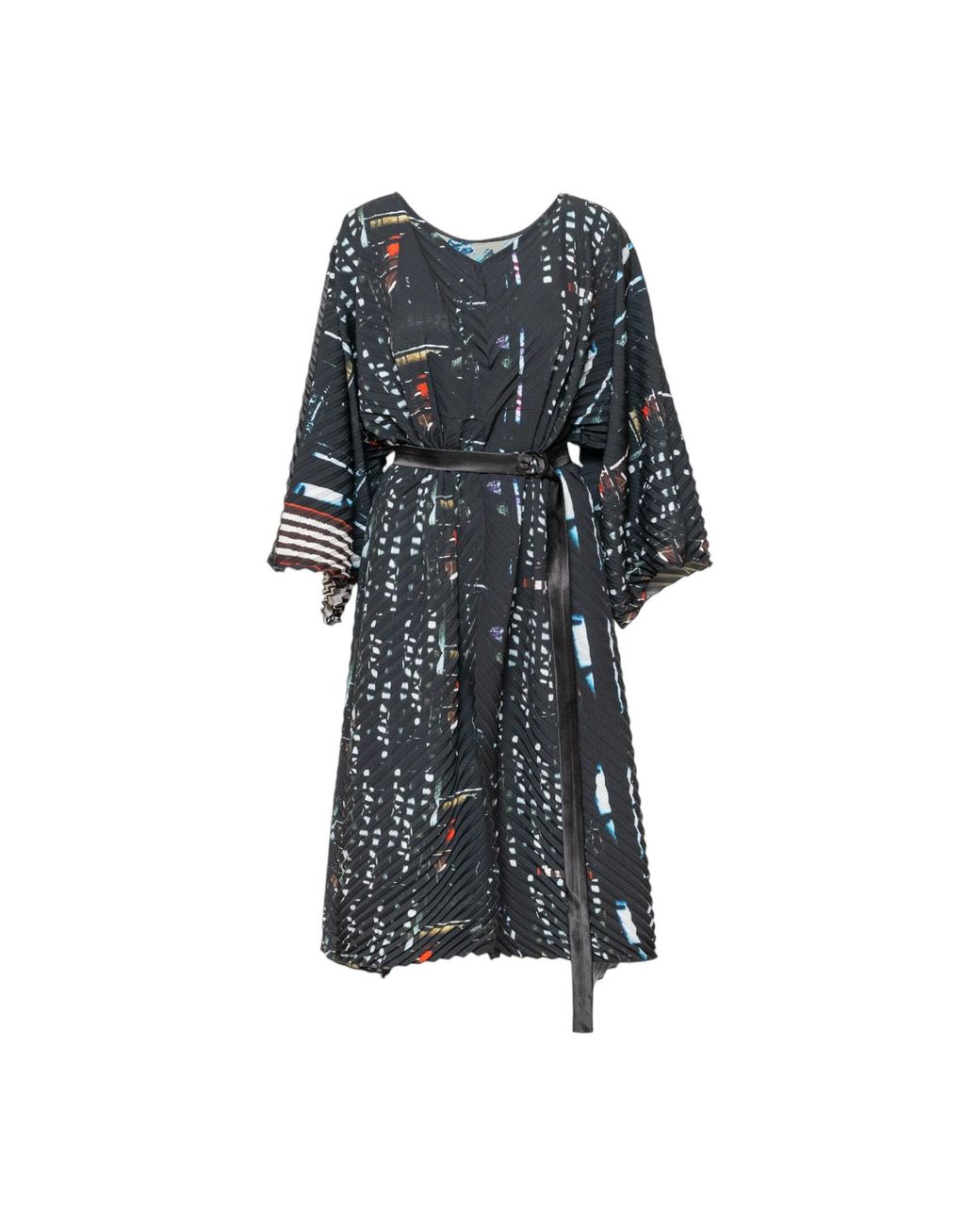 ARTISTA Black Bright Pleated Midi Dress