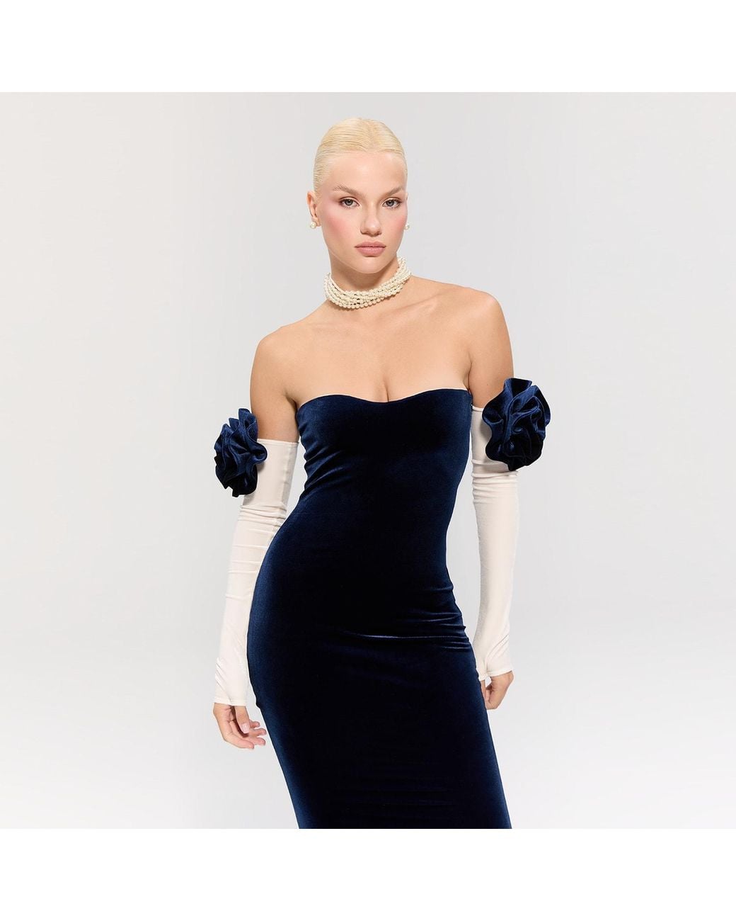 Nur Karaata Blue Versailles Rose N & W Gown