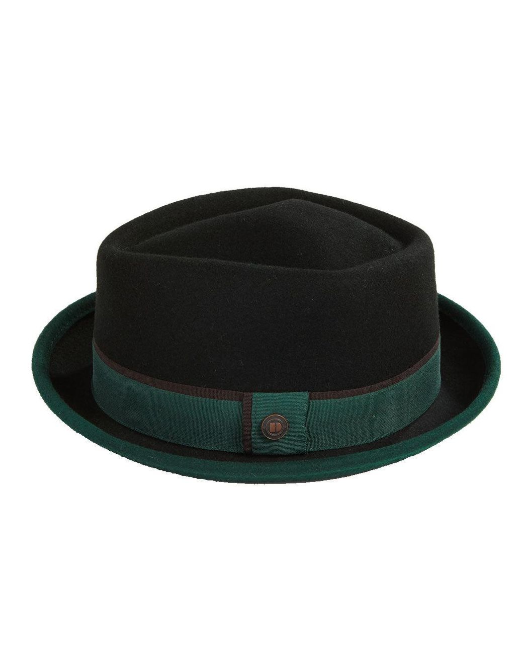 Dasmarca Hats Black Edward Emerald Two Tone Felt Winter Porkpie Hat for men