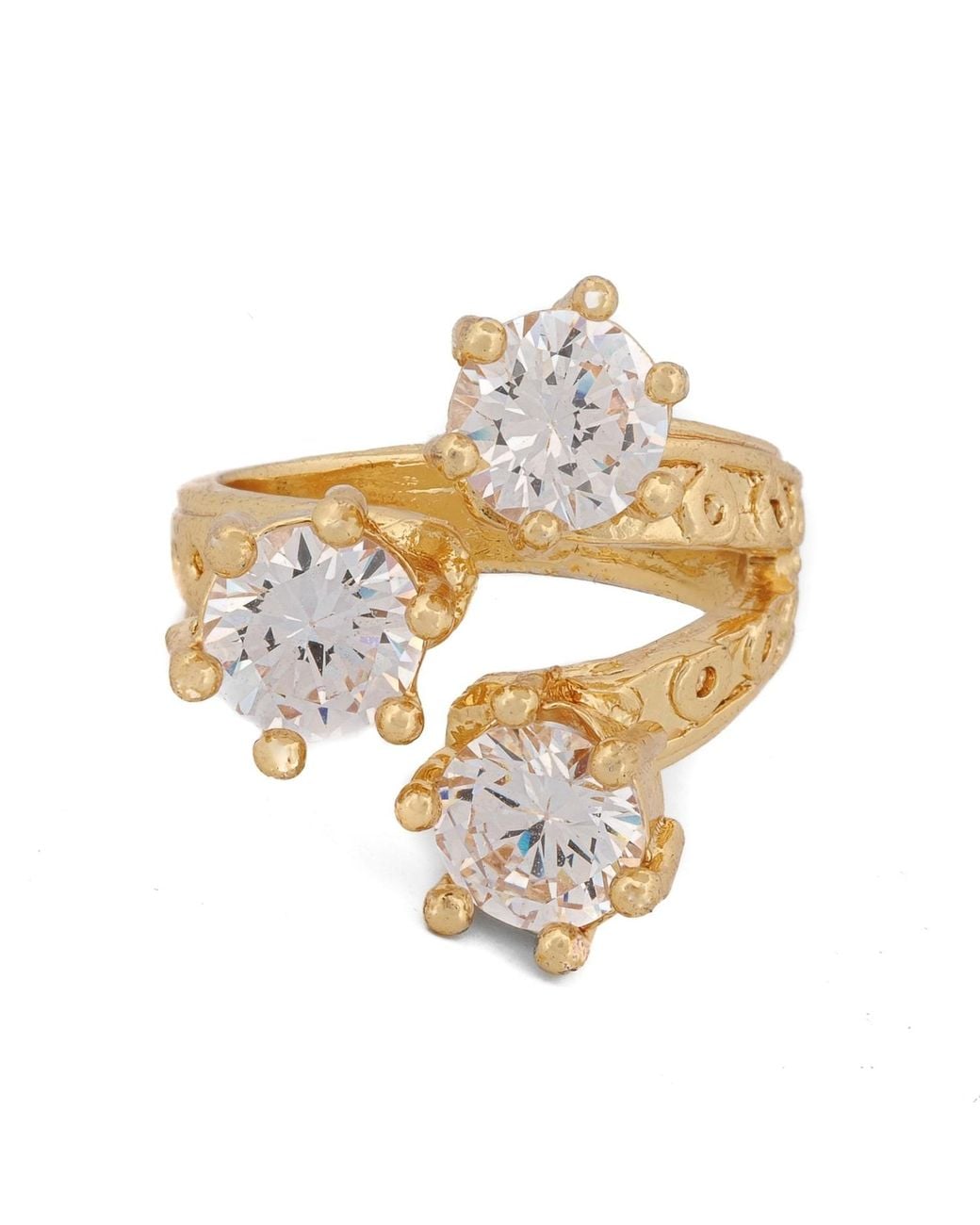 Ebru Jewelry Metallic Triple Shine Goddess Diamond Ring