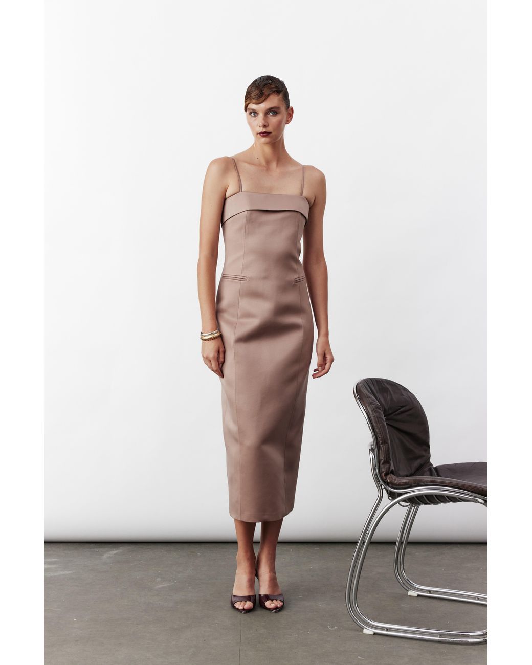 NAZLI CEREN Brown Gaia Long Dress