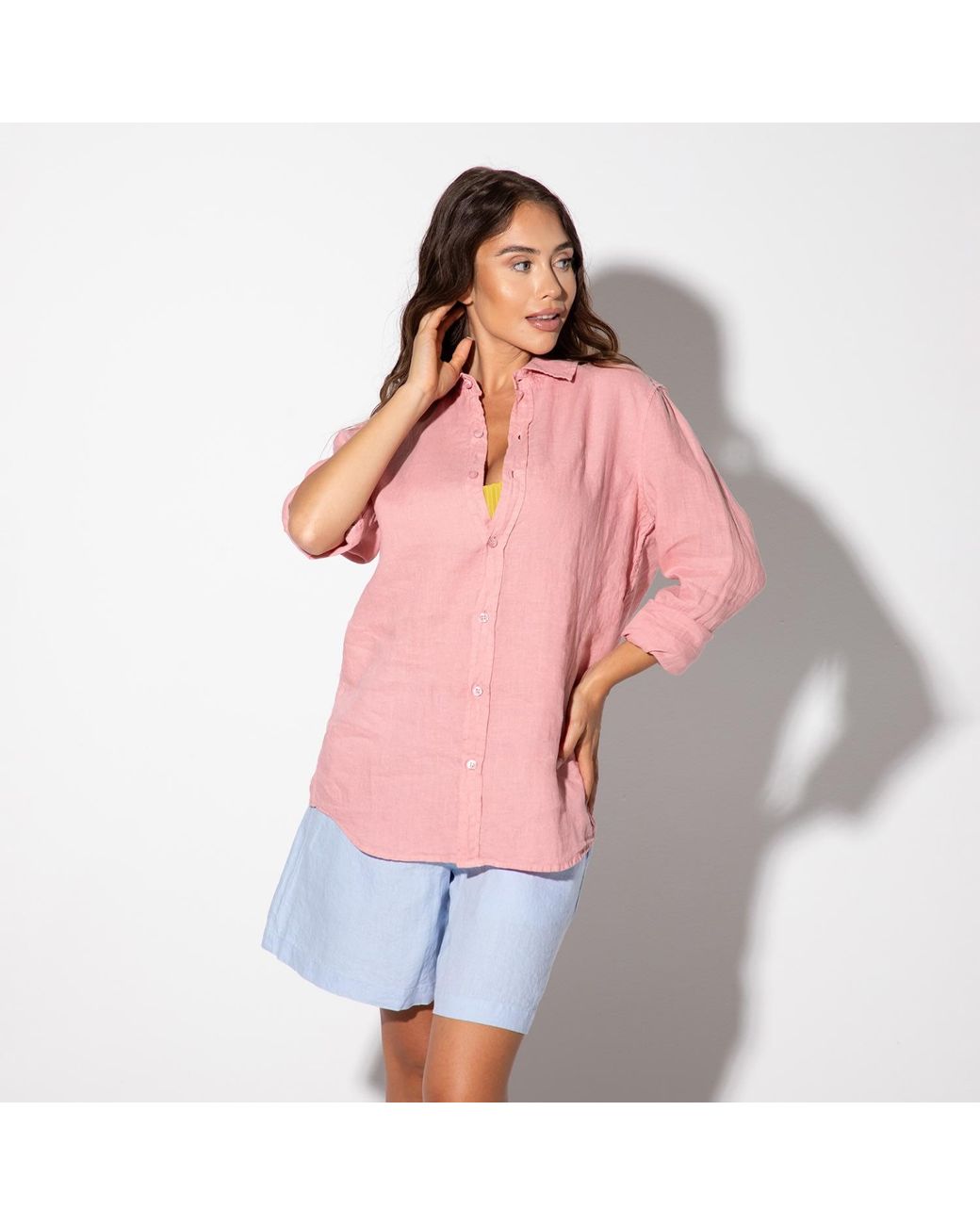 Maison Tangerine Pink Papaya Linen Shirt For for men