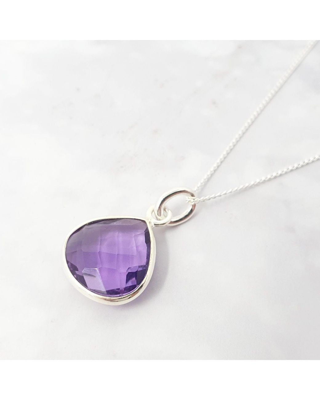 Sophelia Purple Amethyst February Birthstone Pendant Charm Crystal Necklace