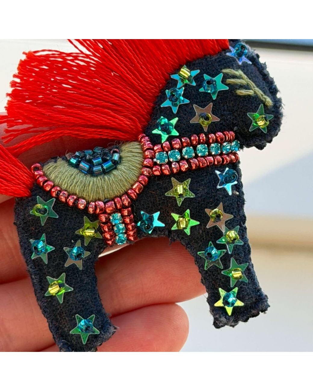 VETKA Red Handmade Horse Brooch- Aurora