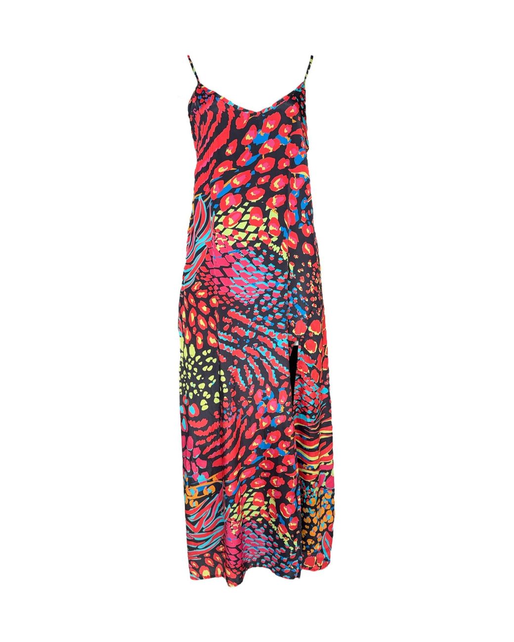 Any Old Iron Red Neon Animal Long Dress
