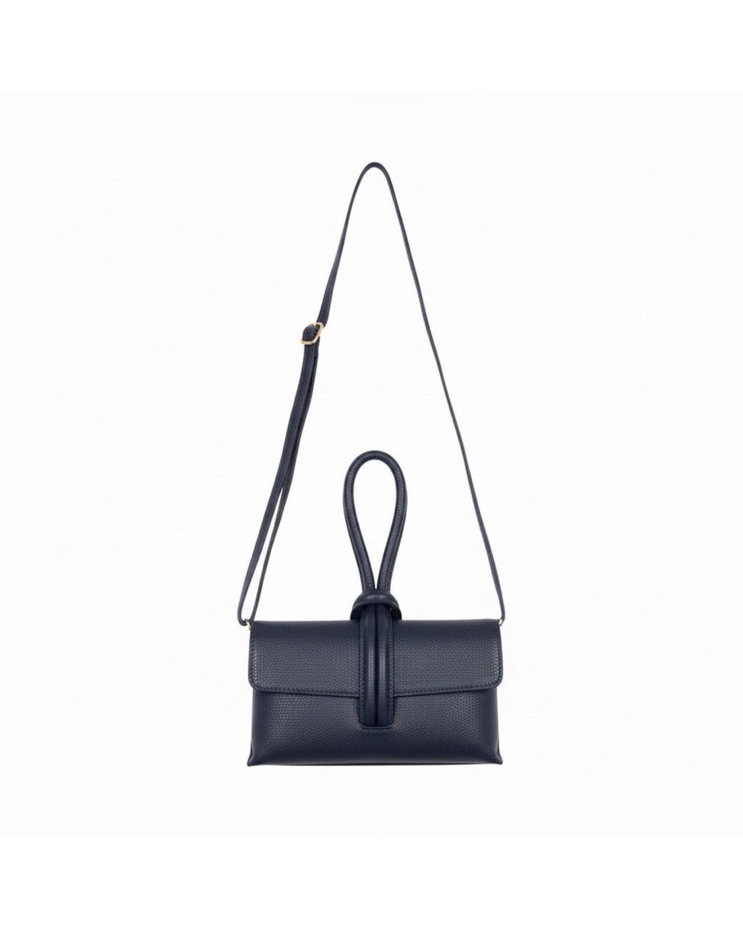London Atelier Byproduct Blue Leather Loop Clutch Bag