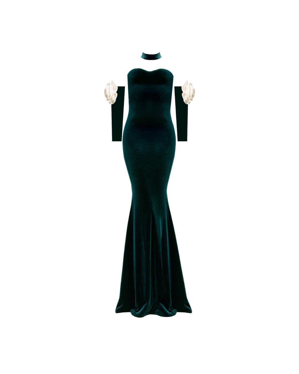 Nur Karaata Black Versailles Rose Gown