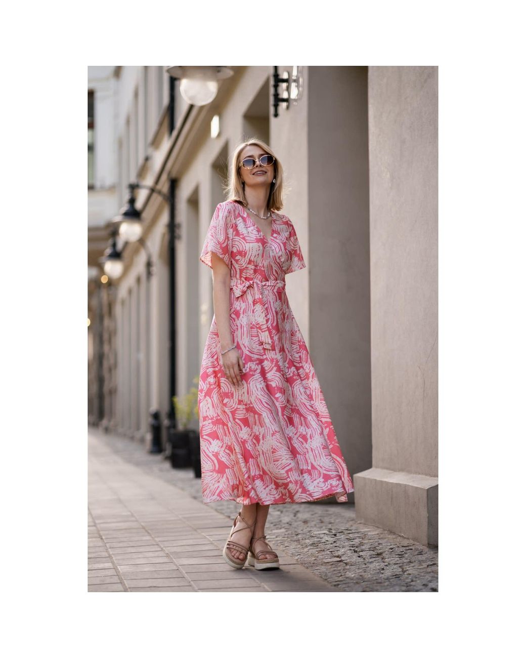 Oh!Zuza Pink Neutrals Echo Viscose Wrap Dress With Pockets
