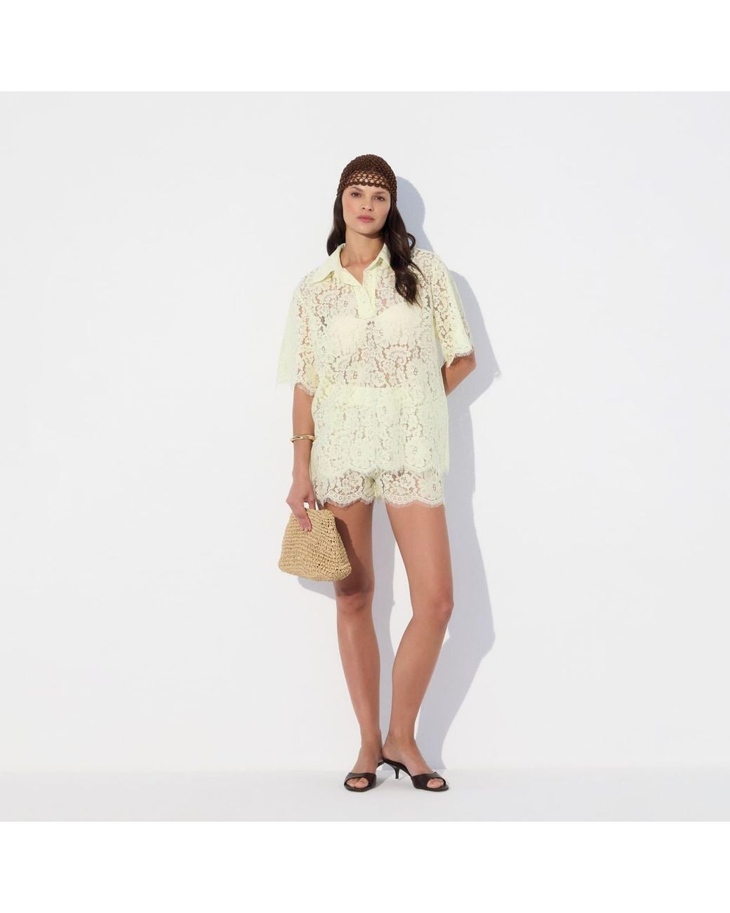 Thisisu Collection Yellow Isla Beachwear Lace Top