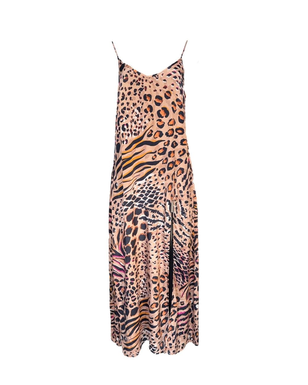Any Old Iron White Neutrals Neutral Animal Long Dress