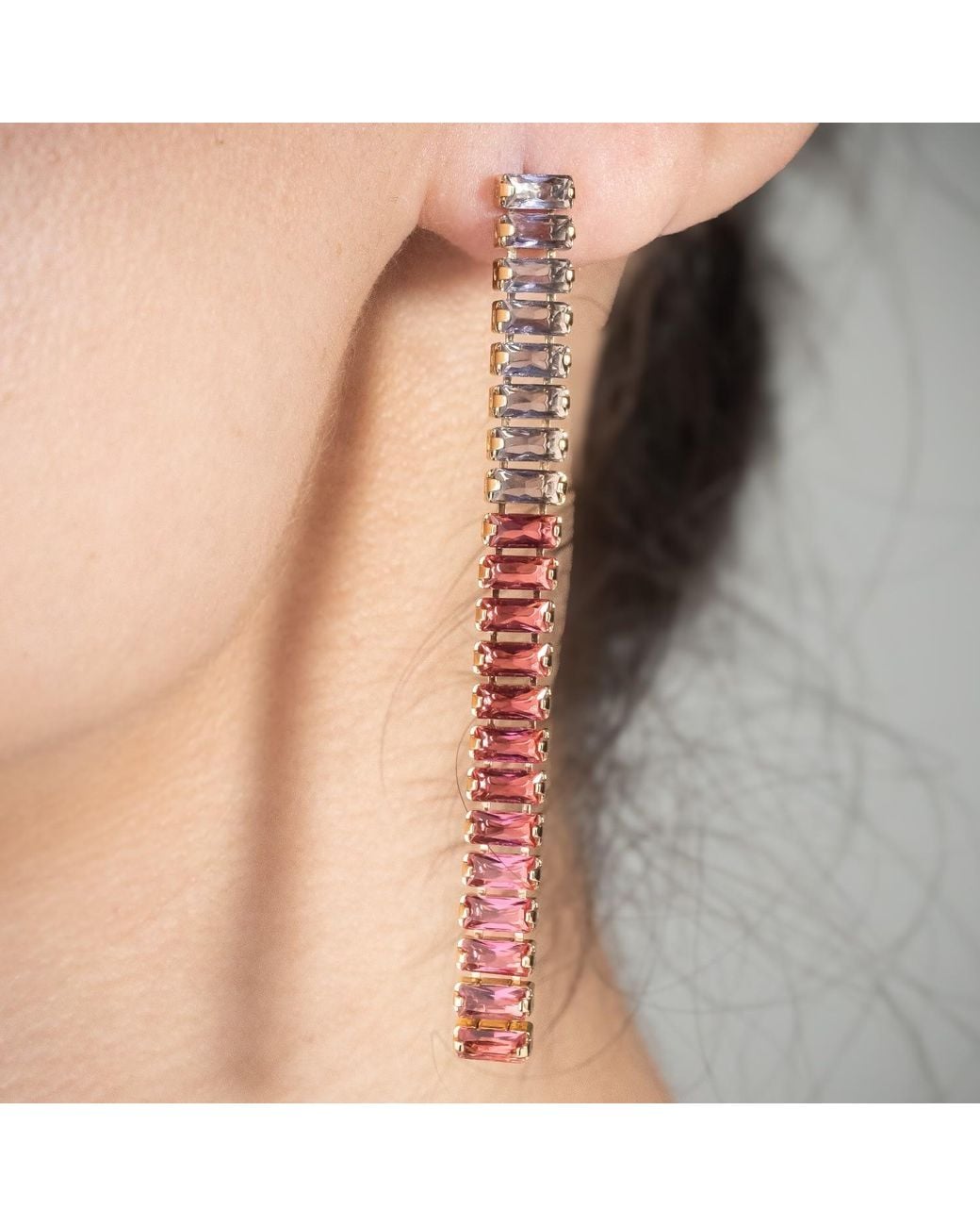 Rare Matters Jewelry Red Crystal Beam Earrings