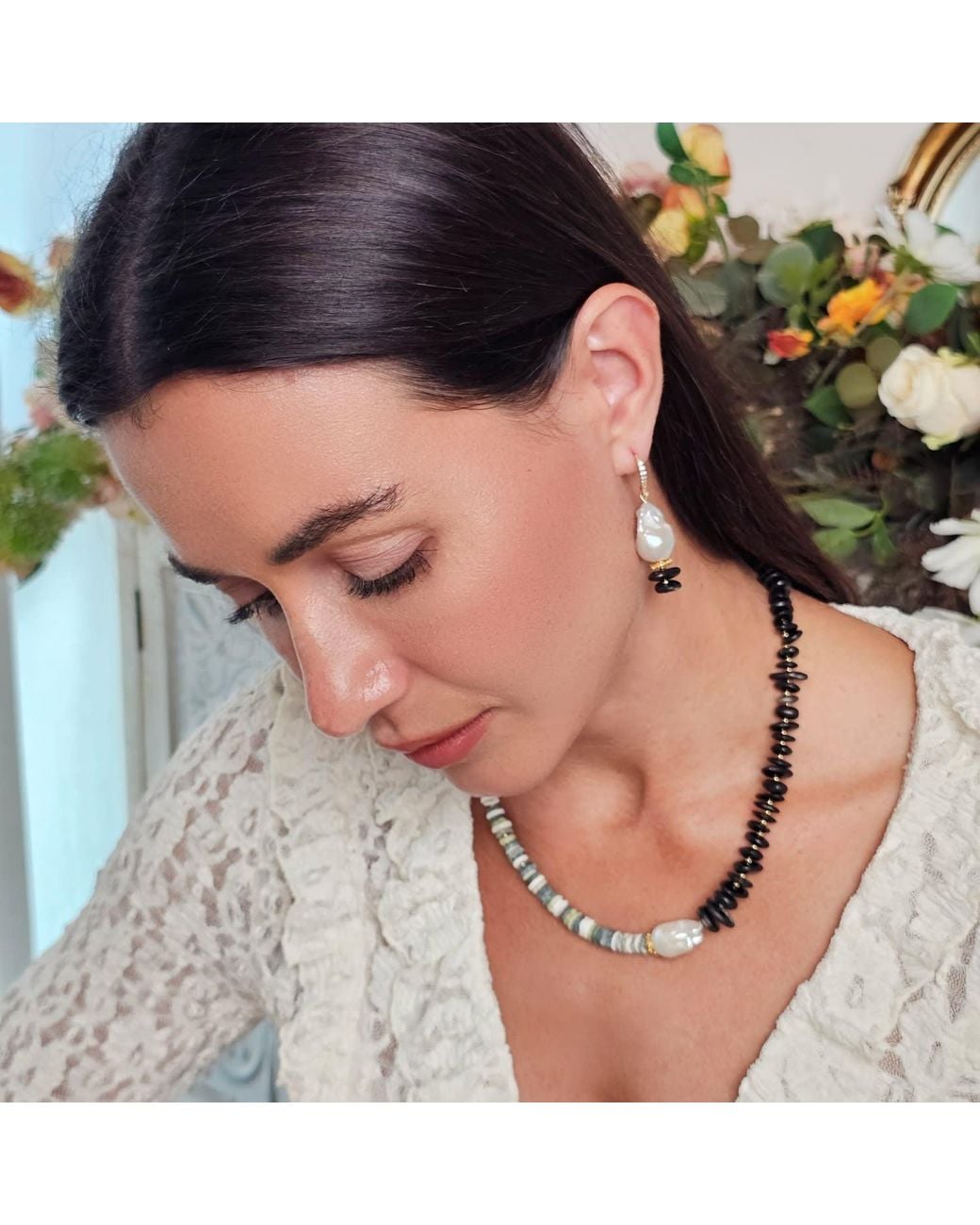 Farra Metallic Timeless Tourmaline & Freshwater Pearls Necklace Set
