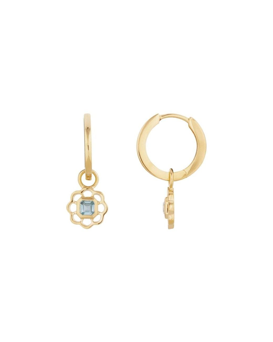 Lulu B London Metallic Topaz Gemstone Flower Drop Hoop Earrings