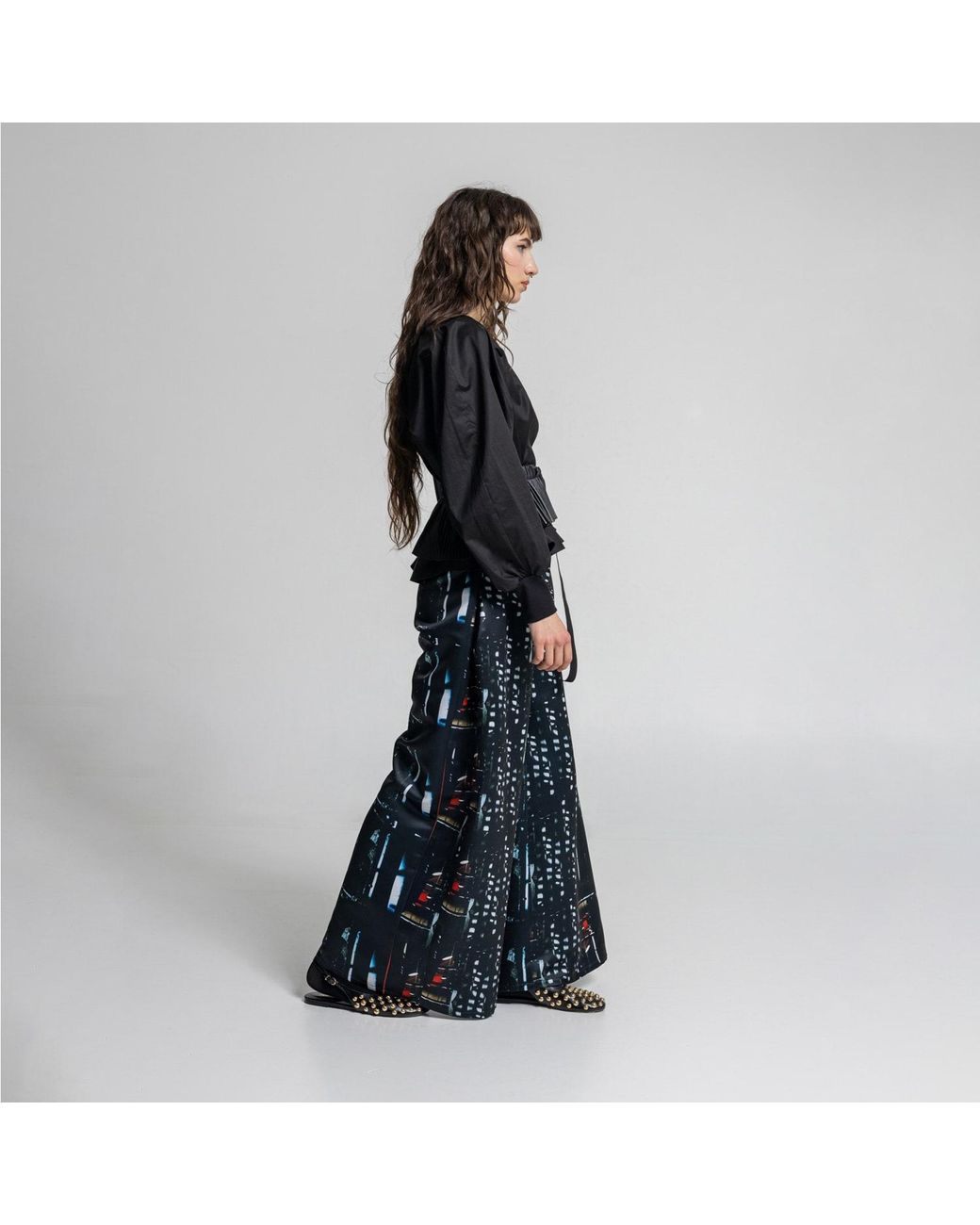 ARTISTA Blue Bright Satin Palazzo Pants