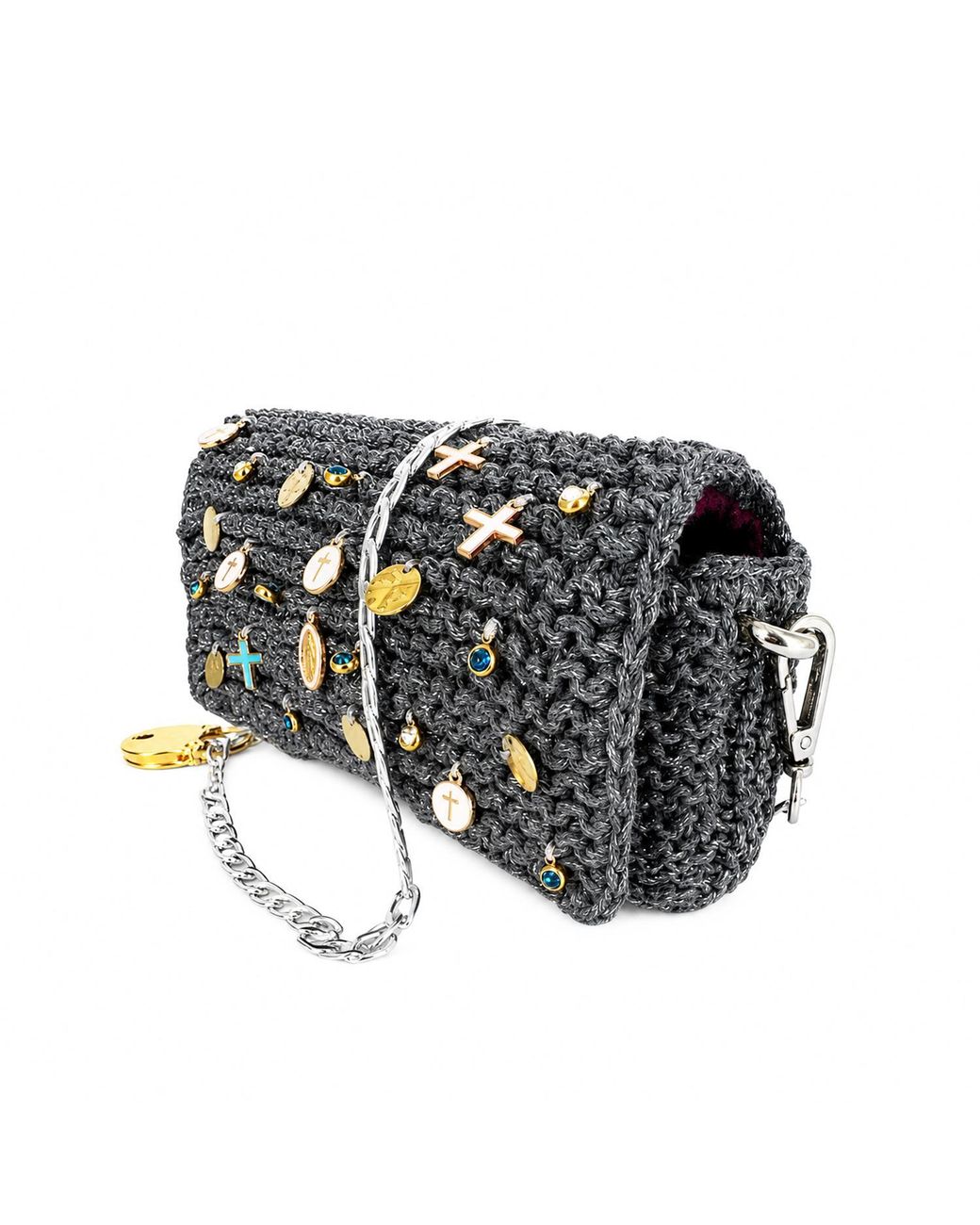 Hilo De Mar Black Small Hand-Knitted Handbag