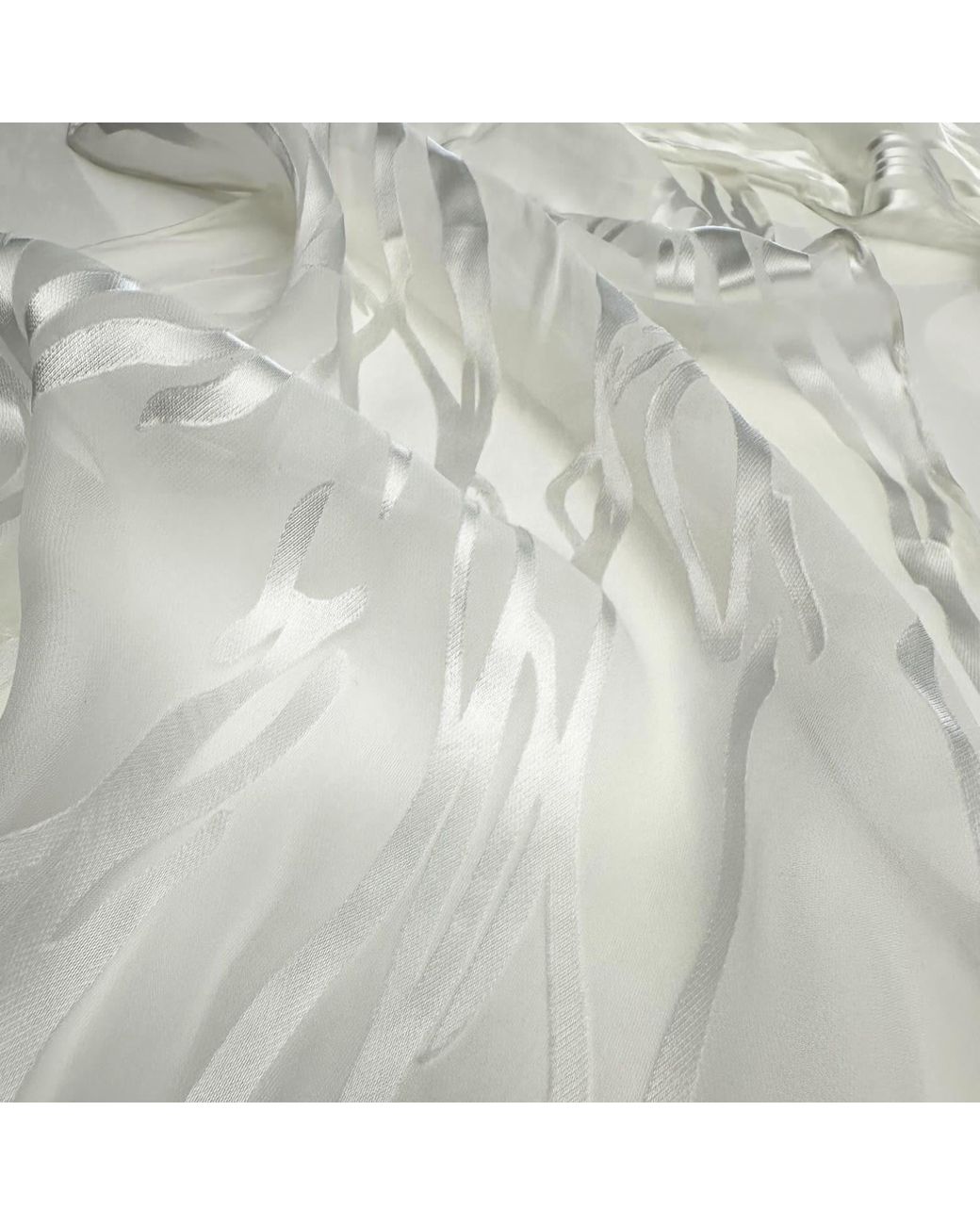 Maryell Gray Silk Dévoré Waves Satin Scarf With Long Fringe, Gift