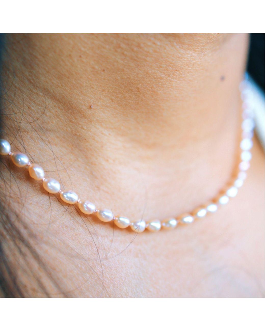 Herself Collections Metallic Freshwater Rice Pearl Necklace