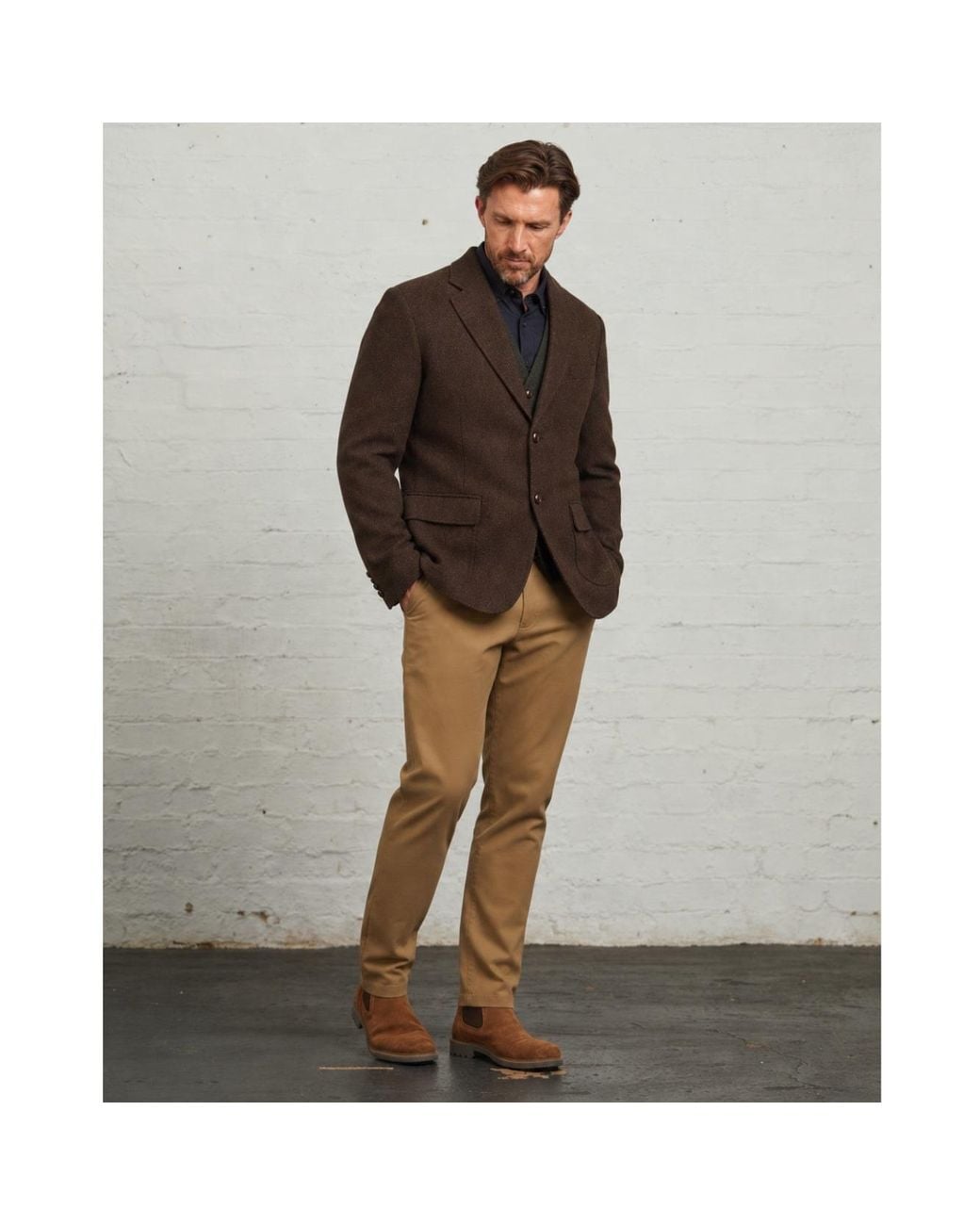 Guards London Brown Lawrence Tweed Heritage Wool Blazer for men