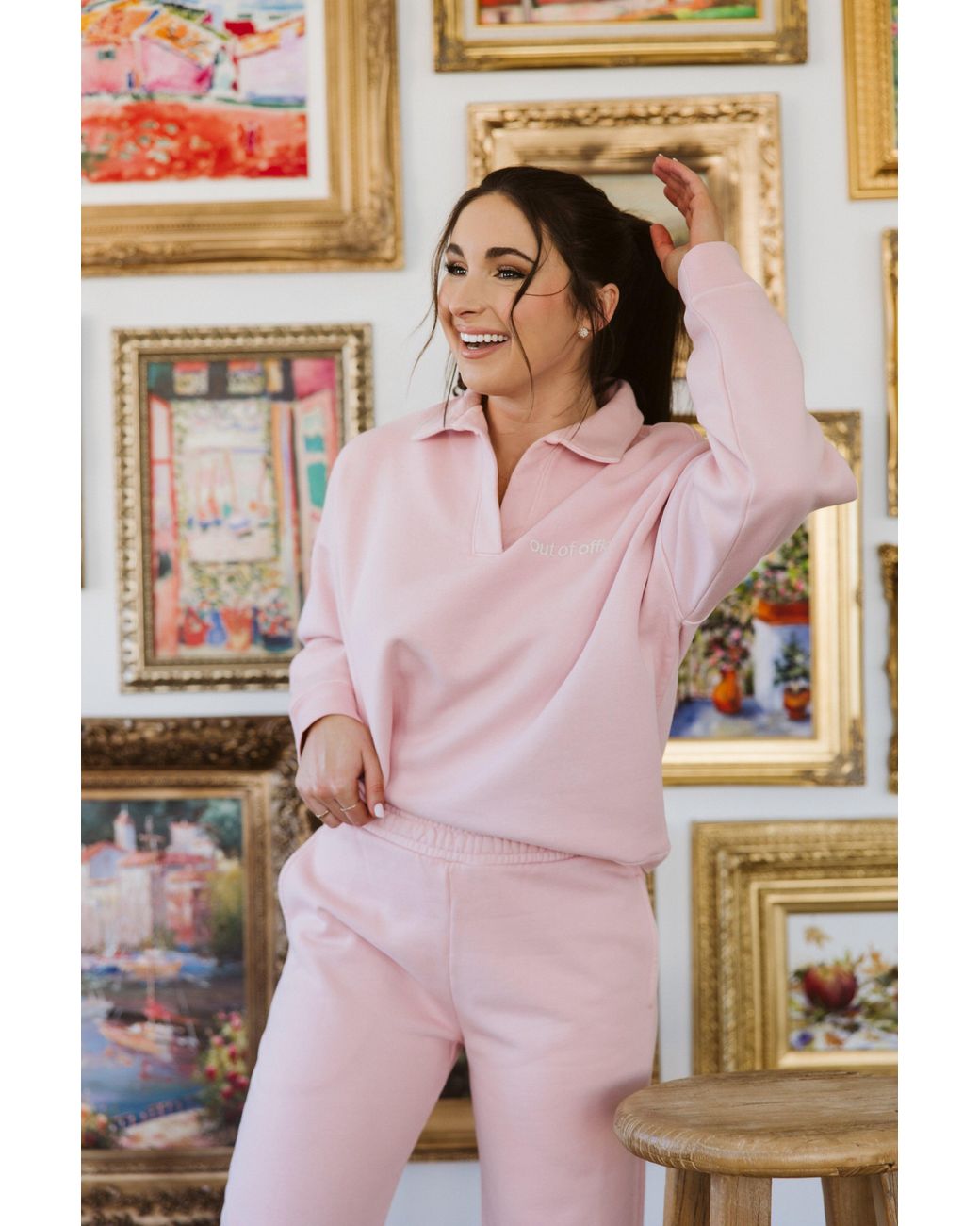 Ocio Leisurewear Pink Flare Pant