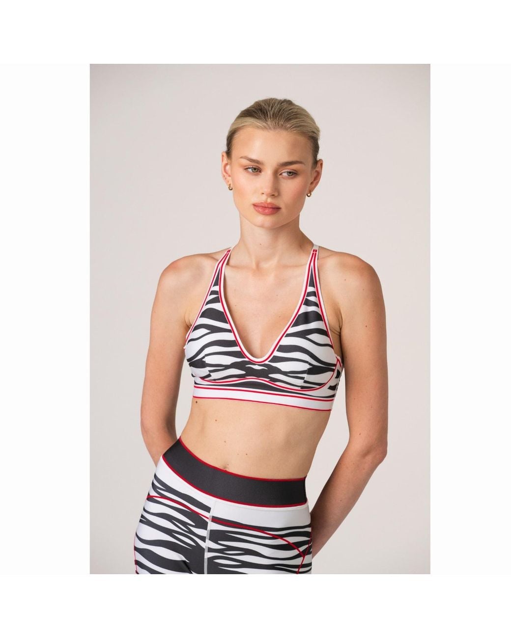 Jessie Zhao New York Blue Zebra Stripe Sports Bra