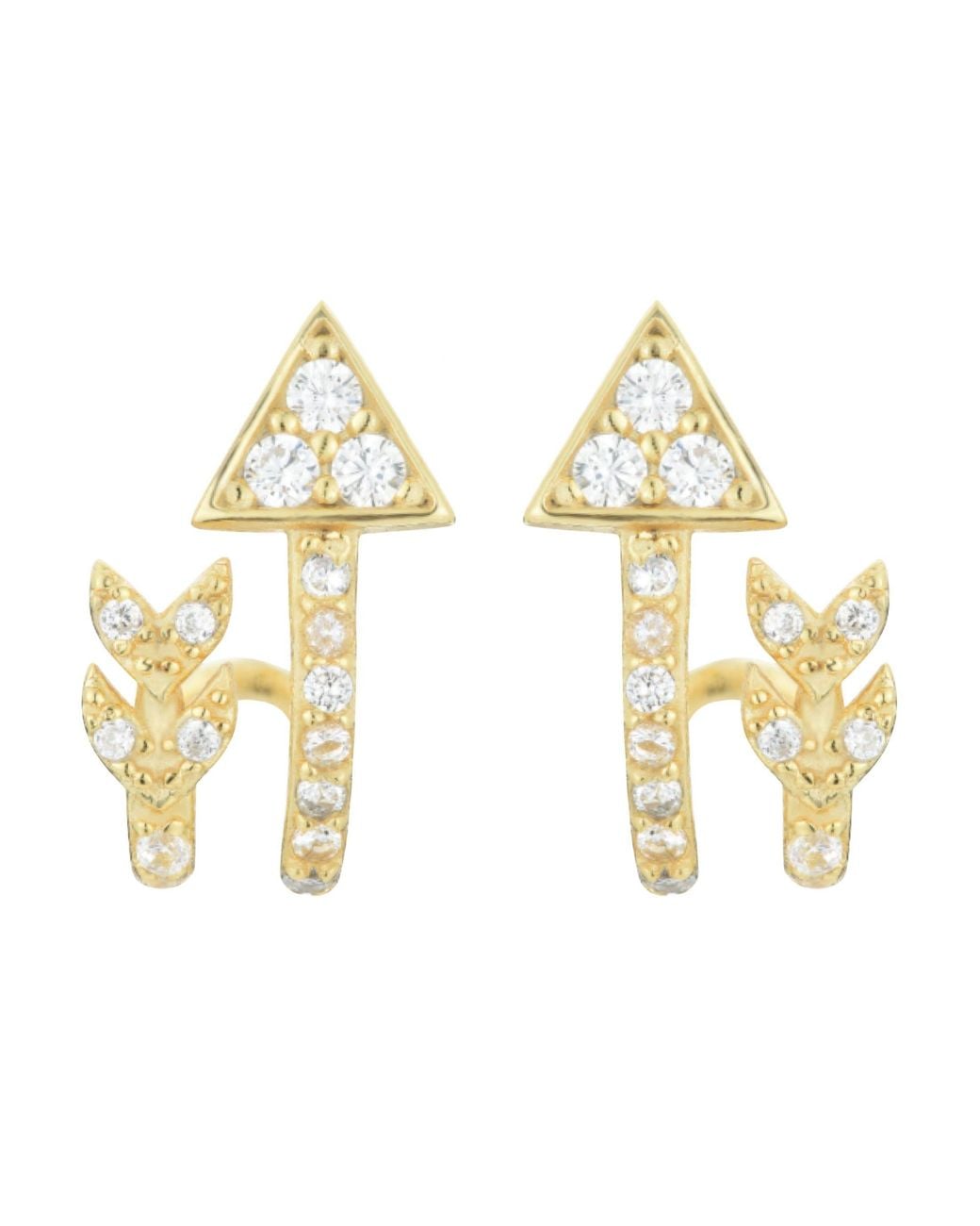 KAMARIA Metallic Arrow Huggie Earrings With Crystals