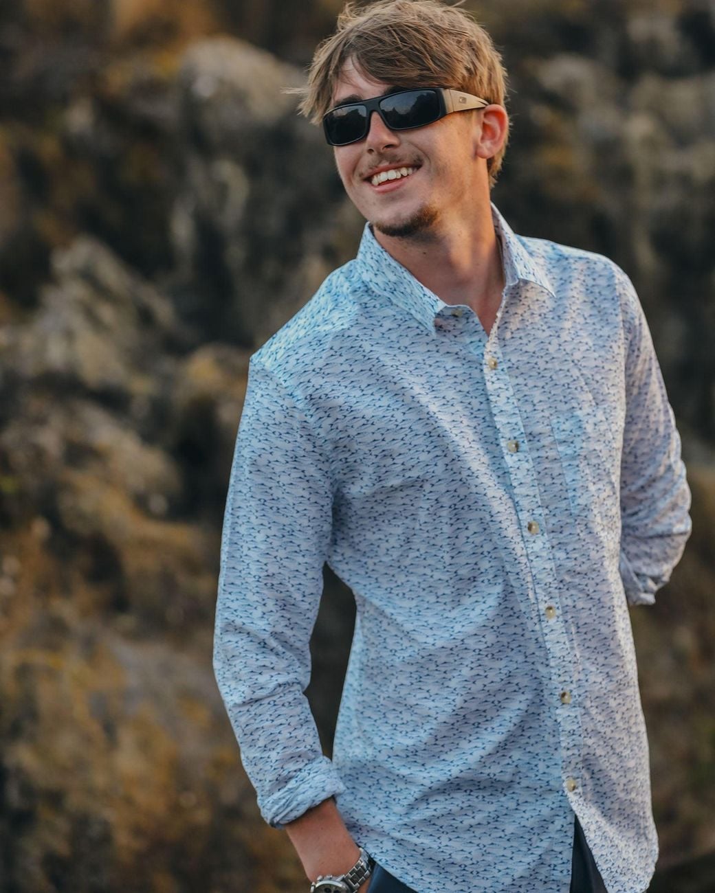 ALOFT Blue Fish Shoal Beach Shirt for men