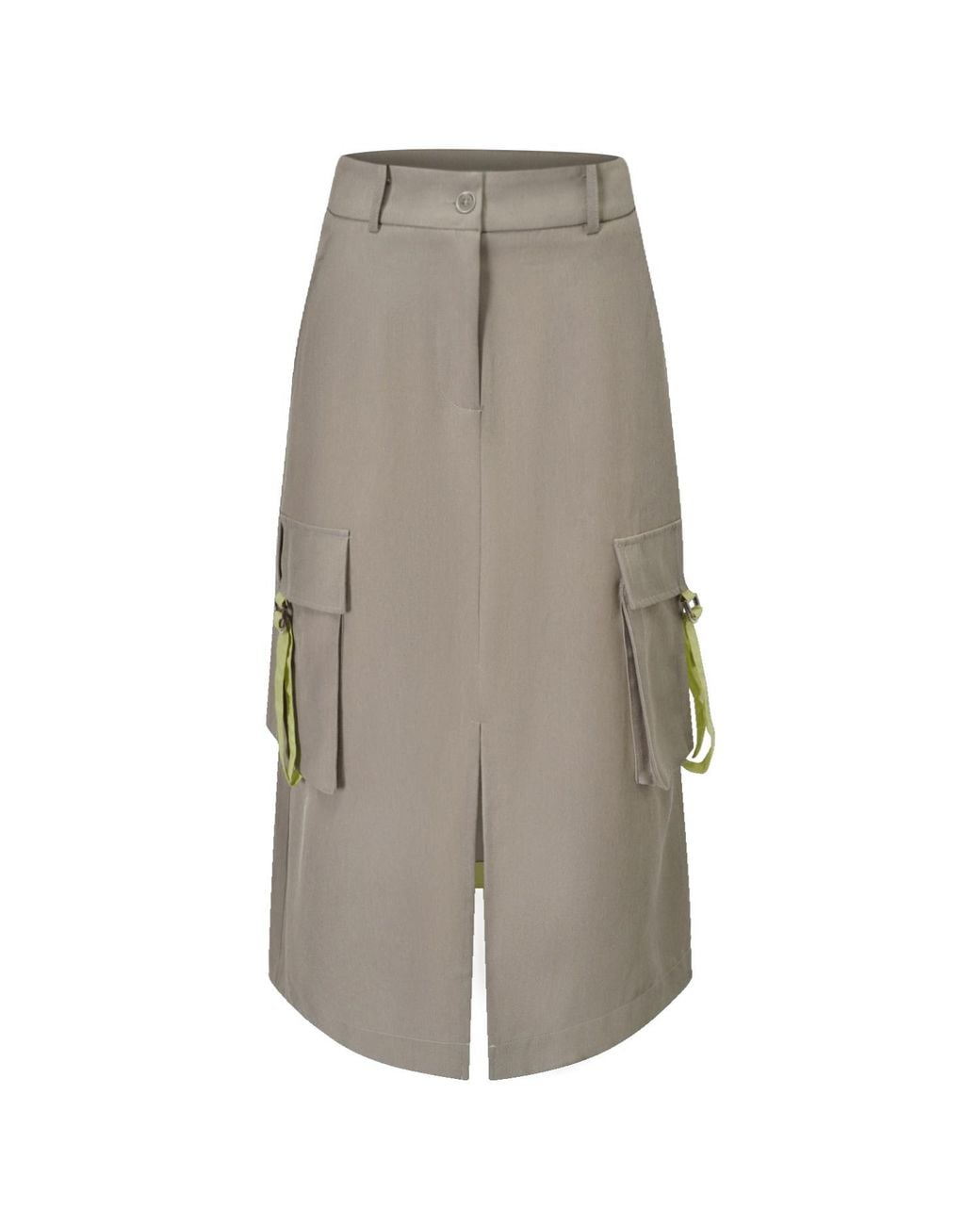 Smart and Joy Gray Midi Cargo Skirt With Flap Pockets