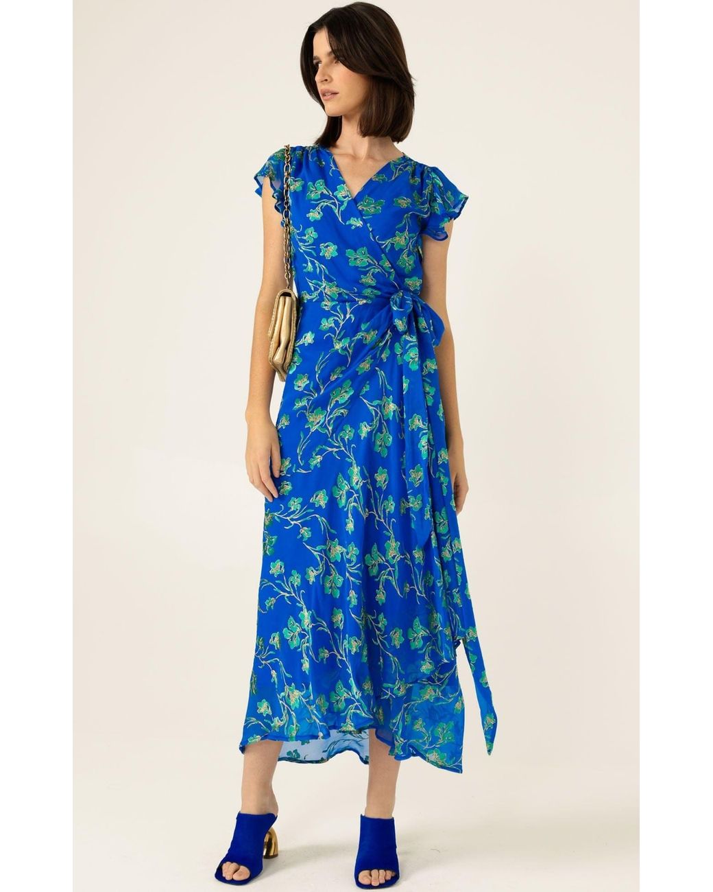 SACHA DRAKE Blue Aphina Wrap Dress