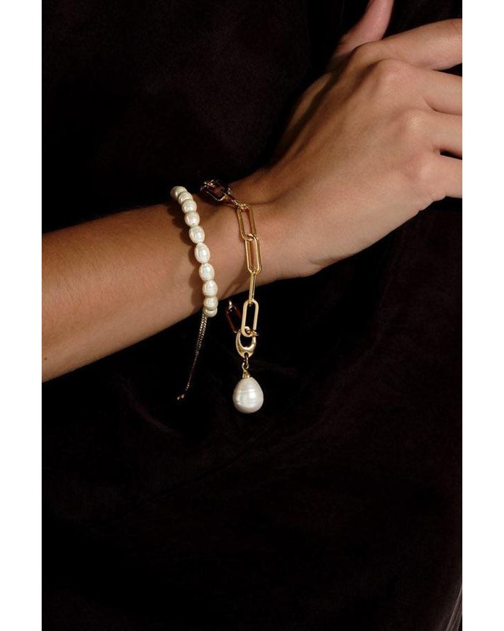 Emma Holland Jewellery Metallic Baroque Pearl Friendship Bracelet
