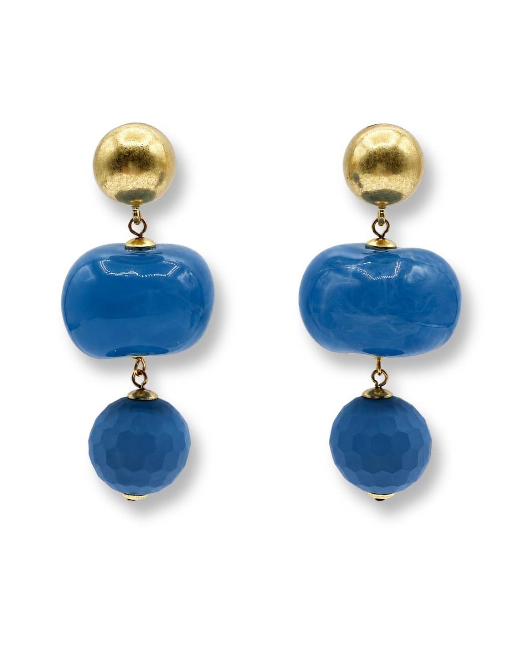 Michael Nash Jewelry Blue Analise Triple Cornflower Resin Drop Pierced Earrings