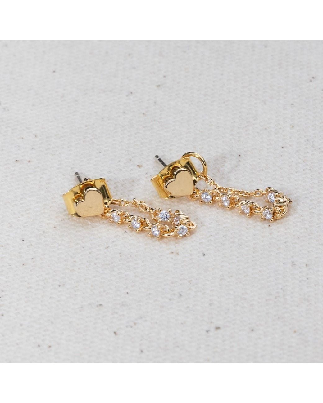 Native Gem Metallic Heart Throb Ear Chain Earrings