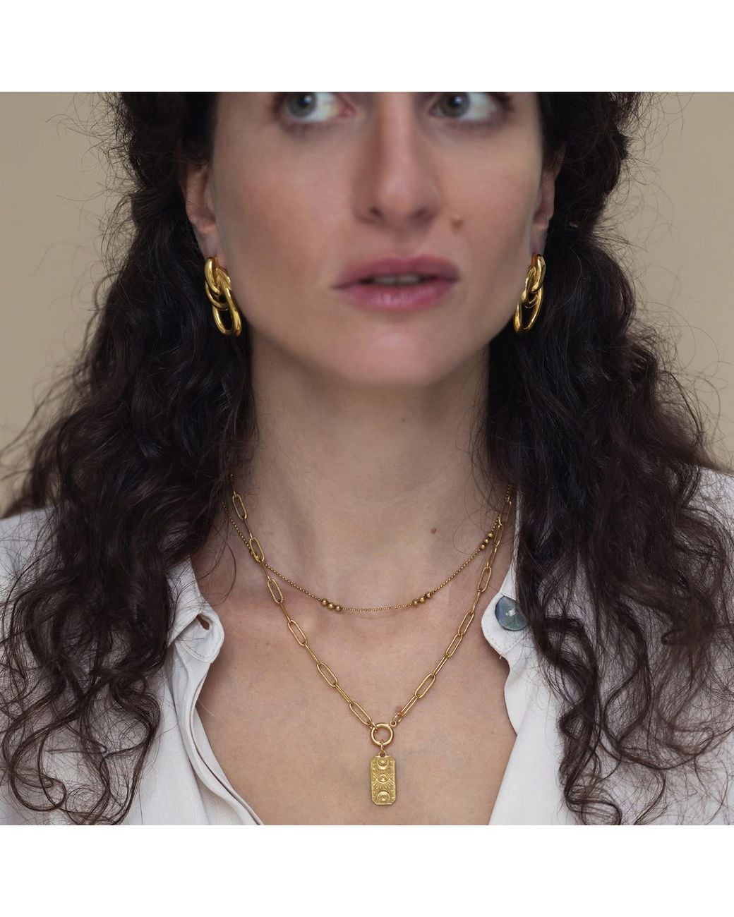 Kybele Studio Metallic Link Charm Earrings