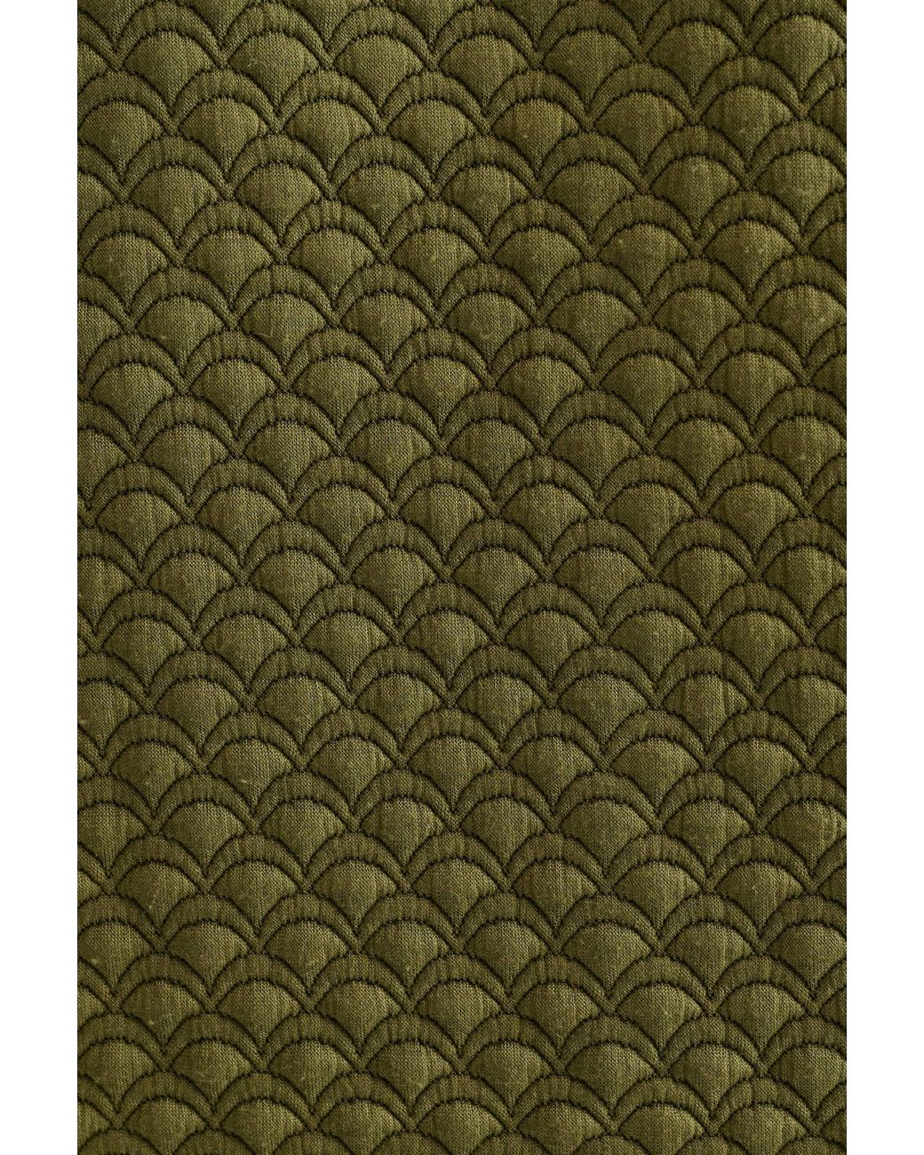 Louche Green Flory Scallop Quilt Wide Leg Trouser