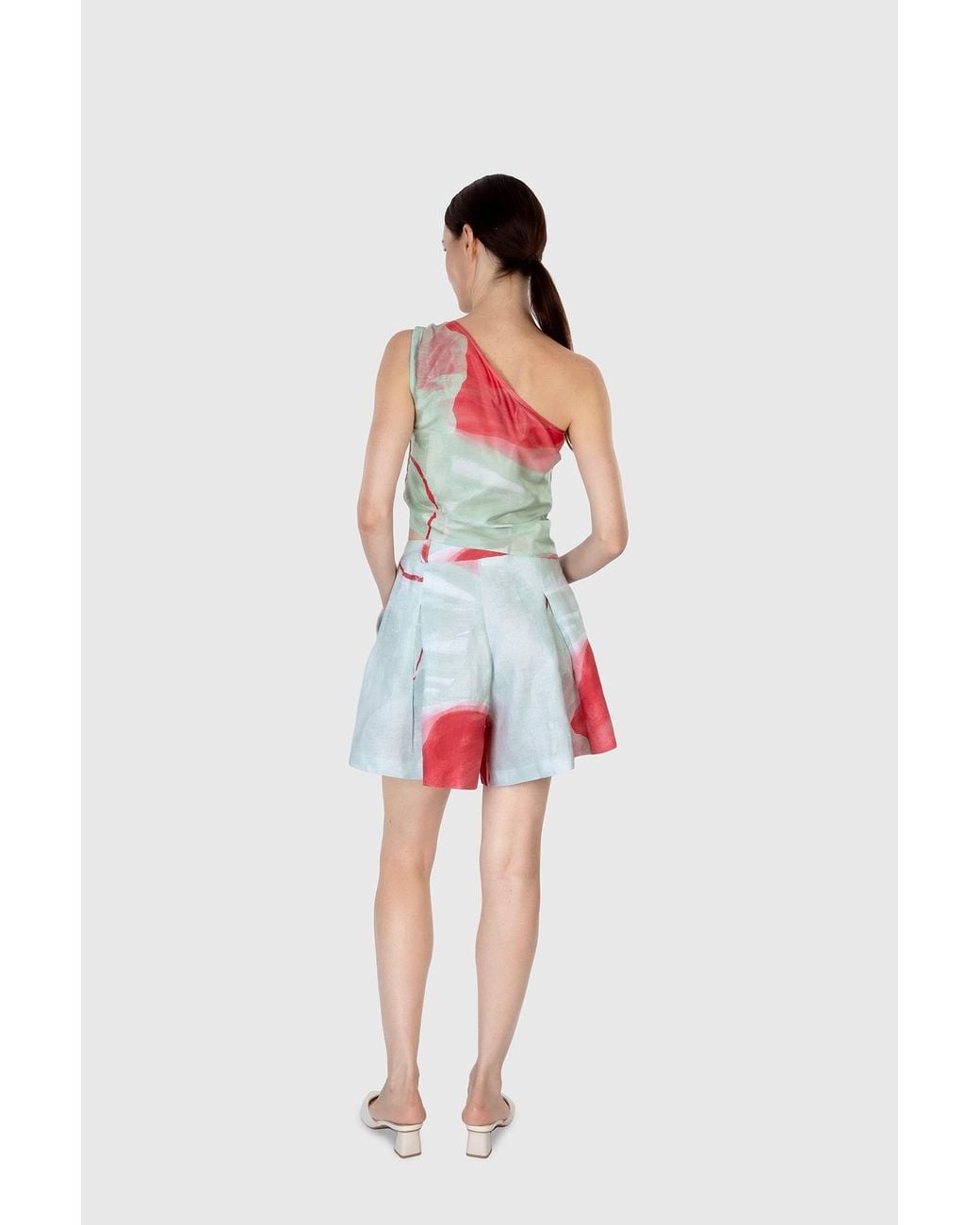 Shinaraa Green One Shoulder Adjustable Midriff Top
