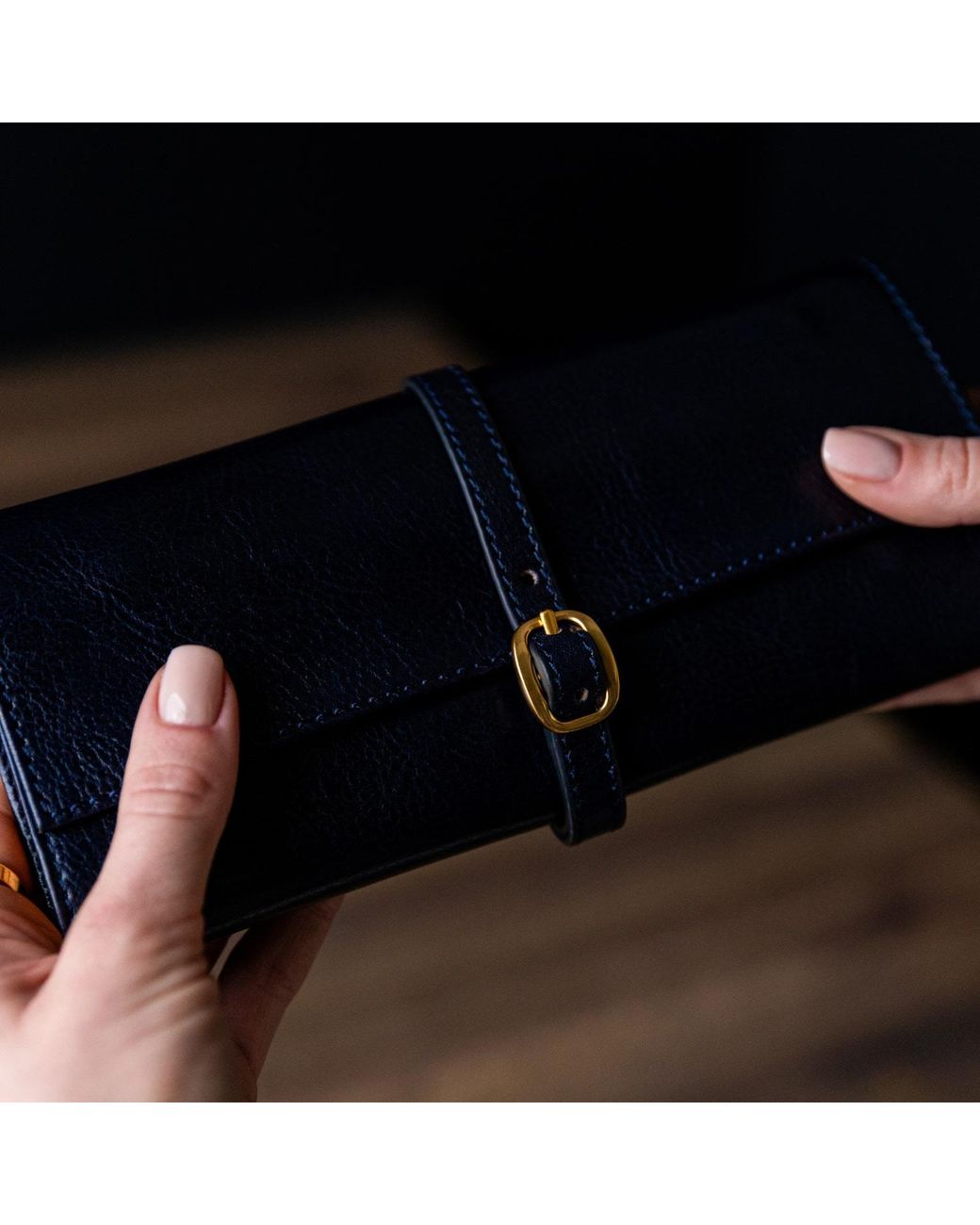 Time Resistance Blue Leather Jewelry Case