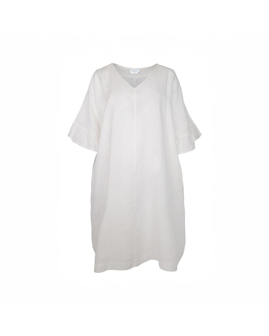 Haris Cotton Gray Cami Ruffled Sleeves Curve Linen Dress