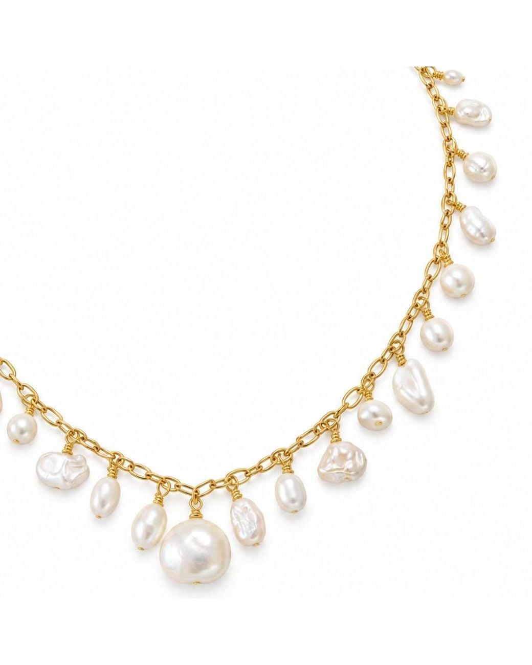 Lalinde Metallic Vintage Pearl Necklace