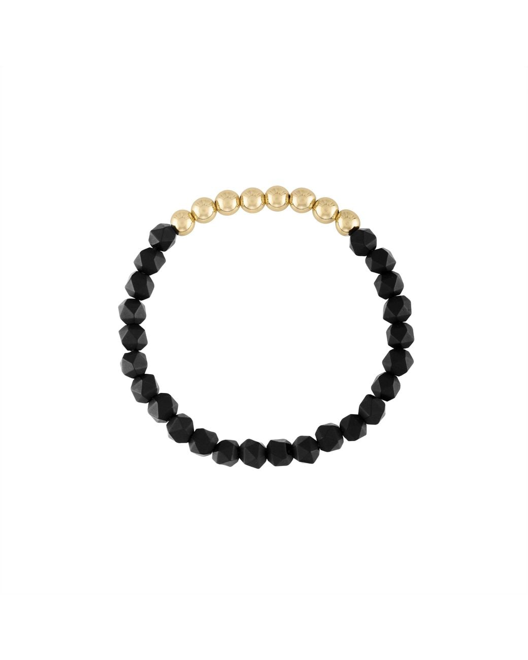 Olivia Le Metallic Star Faceted Onyx Beaded Bracelet