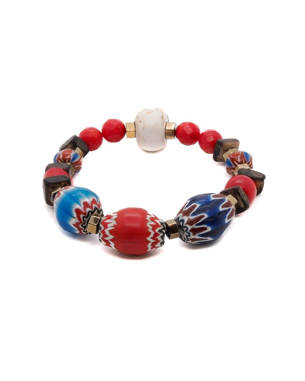 Ebru Jewelry Red Colorful Beaded Bohemian Bracelet