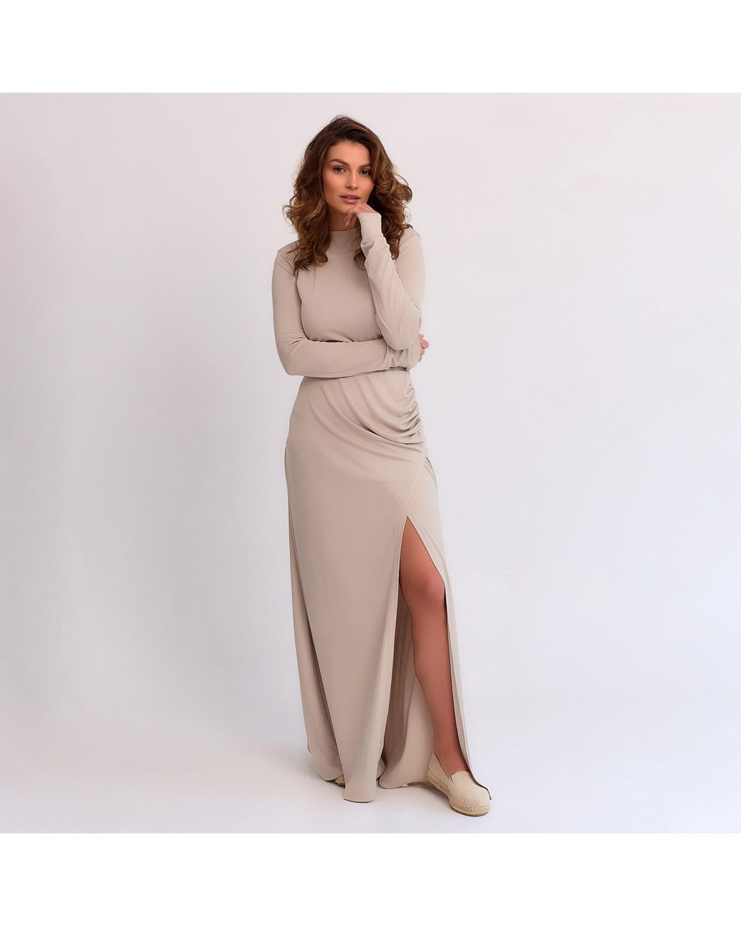 Mandragora Pink Neutrals Ribbed Viscose Hoodie Top